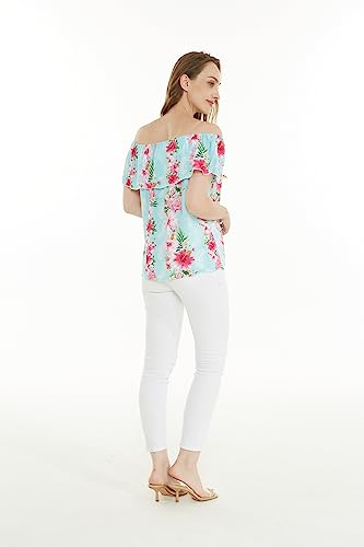 Image of Hawaii Hangover Family Matching Clothes, Pink Hibiscus Vine Turquoise | Family matching Hawaiian outfits, Pink Hibiscus Vine Turquoise, lightweight rayon, machine washable, tropical floral print