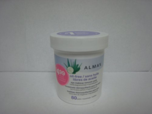 Almay Oil-Free Eye Makeup Remover Pads (2 Packs @ 80 Pads/pack, Total 160 Pads) by Almay