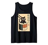 Photo Gallery simpatico gatto nero in rotolo di sushi giapponese food art canotta Photo Gallery simpatico gatto nero in rotolo di sushi giapponese food art canotta