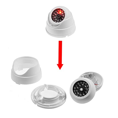 JZK 2 x nep-dummy bewakingscamera CCTV-dome-camera, met led-knipperlicht, echte replica wit - Image 4