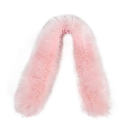 Faux Fur Trim for Hood Replacement Detachable Fur Hood Trim of Winter Coat Unisex(Pink)