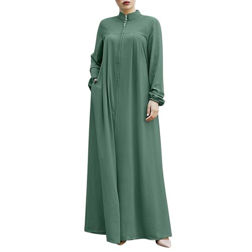 Robe islamique élégante à col montant et fermeture éclair pratique