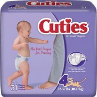 Prevail Cuties Baby Diapers Size 4, 22-37 lbs. [Case of 124]