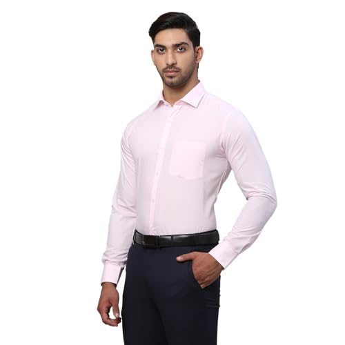 Image of Park Avenue Men Slim Fit Solid Pattern Polycotton Blend Semi Cutaway Collar Full Sleeve Formal Shirt