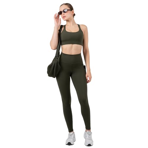 Image of YITTY Active Women's Ultraluxe Strappy Medium Impact Bra, Athleisure, 4-Way-Stretch