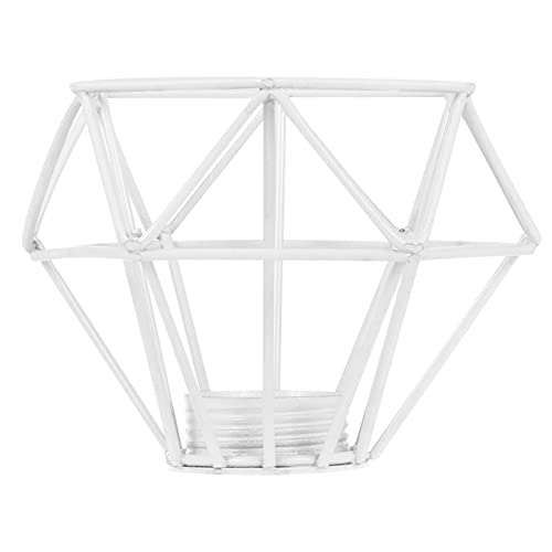 Image of Metal Cage Lamp Shade: Industrial Lamp Shade Decorative Lamp Guard Clip- on Chandelier Light Covers Ceiling Pendant Light Fixture for Table Wall Floor Ceiling White