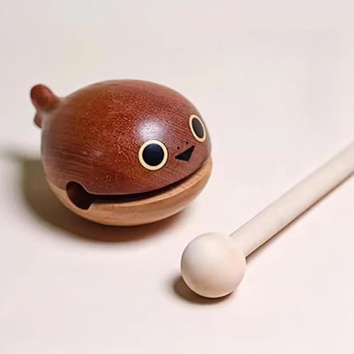 GERRBG クジラの木製の魚の打楽器かわいいポータブル減圧オフィス瞑想打楽器無垢材の装飾品仏教のおもちゃギフト (小さな木製のカメの魚)