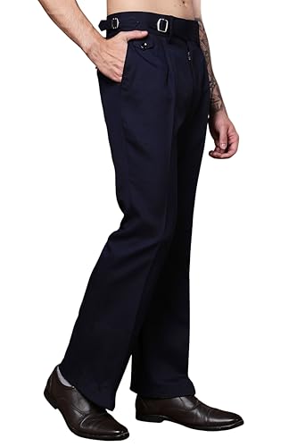 Image of Gurkha Pants for Men | Trouser for Men | Formal Pant | Single Buckle | Bell Bottom Trouser High Waist Pleated Casual Trousers | Flared Bottom Leg Pants for Office Smart Casual Travel Party