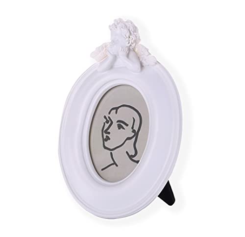 2x3 Inch Vintage Angel Picture Frame, Art Deco Photo Frame,Photo Display, Resin Retro look Small Size Tabletop , Home Deco, Gift Ideas, Antique White Angel