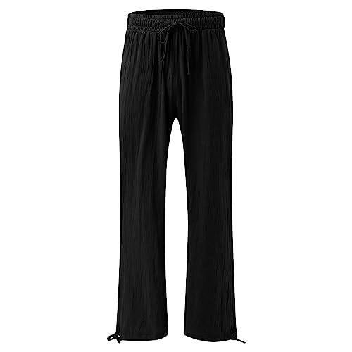 Womens Elastic High Waisted Palazzo Pants 2024 Summer Trendy Casual Wide Leg Pant Long Lounge Trousers with Pocket3