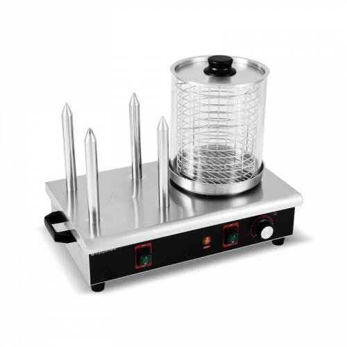 (HDW-4) -Appareil à hot dog en inox - 4 plots chauffants - Machine à Hot Dog Professionnelle (Puissance 650 Watts