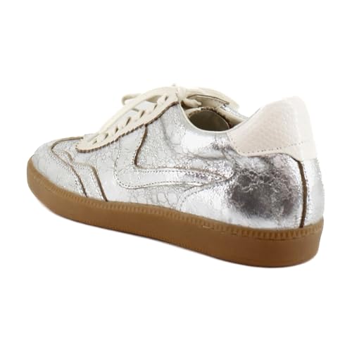 Image of Dolce Vita Notice Women's Fashion Sneakers Silver Distressed Leather Size 11 M