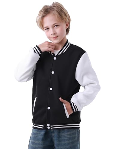 babyhealthy Kids Boys Varsity Jacket Baseball Jacket Casual Sport Cardigan Sweatshirt Youth 2-13 Year2