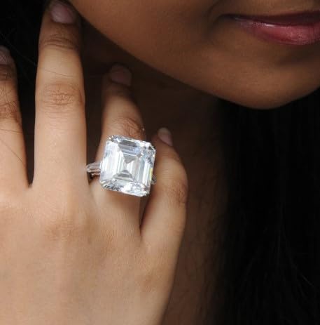 12 Ct (16x16) Emerald Suqare Diamond Cut Engagement Ring,14 Kt Gold Plated Wedding Gift,side Diamond Buguette Ring,GIfted For Her.size 3-12 6