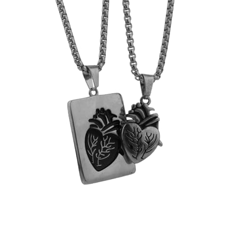 Anatomical Heart Necklace for Men,Heart Shape Hip Hop Couple Pendant Necklace or Women Men