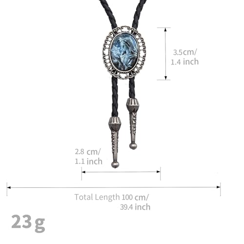 Image of AZORA Western Cowboy Bolo Tie Men Leather Necktie Leather Cord Turquoise Stone Bolo Ties for Men Women