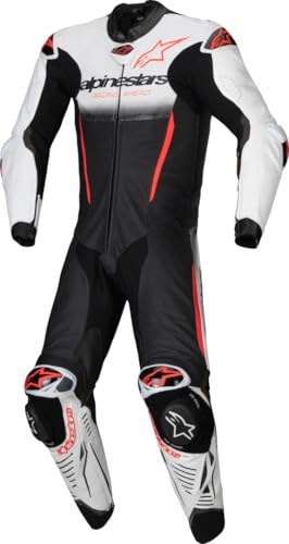 Alpinestars GP-R7 Tuta in pelle da moto in 1 pezzo, bianco/nero/rosso, 46