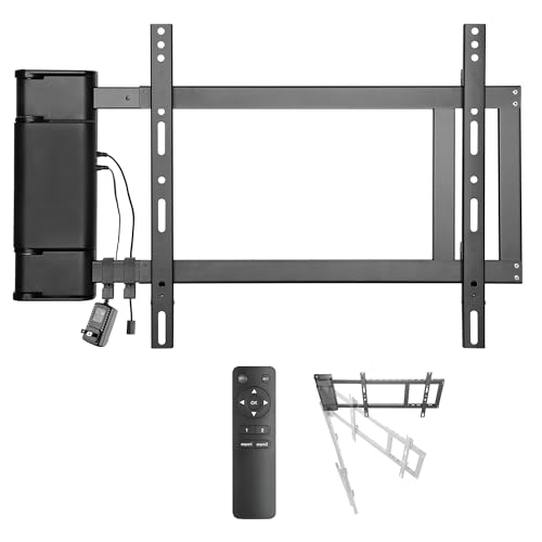ynVISION.DESIGN Motorized Swing Out TV Wall Mount Bracket for 32' - 75' TV w/Remote Control | Swivels Up to 90 Degrees | Compatible w/Samsung, LG, or Universal Remote via IR