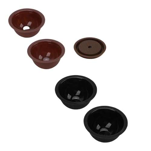Generic Juego de Cápsulas de café Reutilizables de Grado Alimenticio, Fácil Preparación para Cafetería en Casa, Cepillo de Cuchara de Plástico de Silicona, 4 Cápsulas para IENV135 ENV150 (2 X Marrón