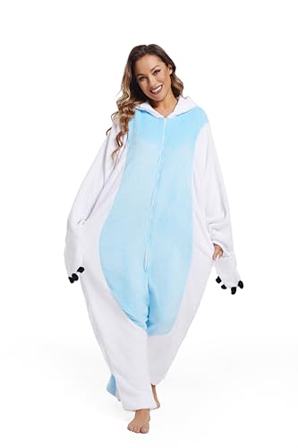 Unisex Animal Onesie Pajamas Adult Cosplay Dragon Sleepwear Halloween Party Costumes White
