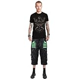 Men Extreme Bondage Skater Alternative Gothic Punk Rocker Cyber Goth Steampunk Biker Short/Unisex Shorts/USA (US, Alpha, Large, Regular, Regular, Black/Green)