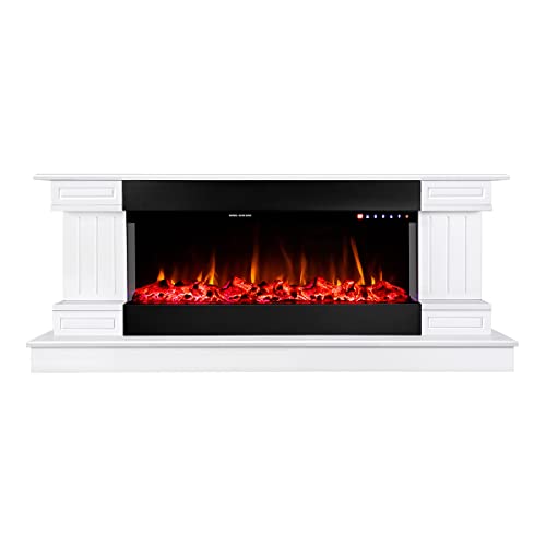 Kaminlicht Arizona Cheminée électrique sur pied avec chauffage, effet flamme LED réaliste | Feu artificiel avec radiateur chauffant commutable, thermostat Cover