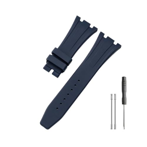 Bracelet silicone AP Royal Oak 15400 26320 noir avec boucle déployante or rose 27mm
