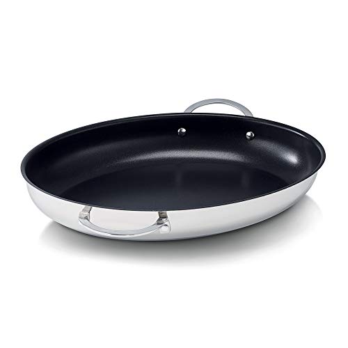 Padella per pesce, 38 x 25 cm, in acciaio INOX