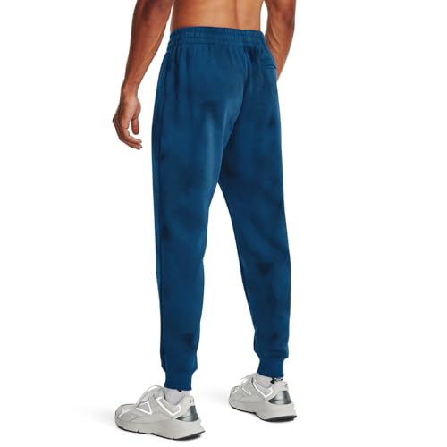 Under Armour Mens Rival Fleece Printed Joggers, (025) Castlerock Light Heather / / White, Small2
