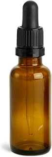 SKS Bottle & Packaging, Inc. 30 ml Amber Glass Round Bottles w/Black Tamper Evident Glass Droppers