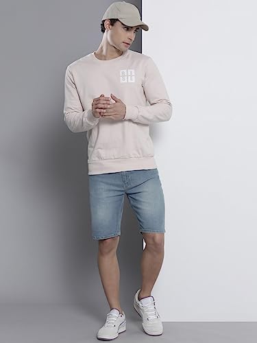 Image of The Indian Garage Co Men Slim Fit Two Toned Mid-Rise Denim Shorts