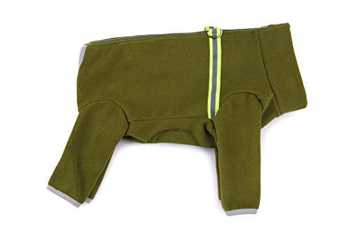 BT Bear Winterkleidung für kleine Hunde, warmer Wintermantel, weiches Fleece mit reflektierendem Reißverschluss, Hunde-Einteiler für Welpen, Haustier-Pyjama, Kostüm, Bekleidung (Olivgrün, Größe M)