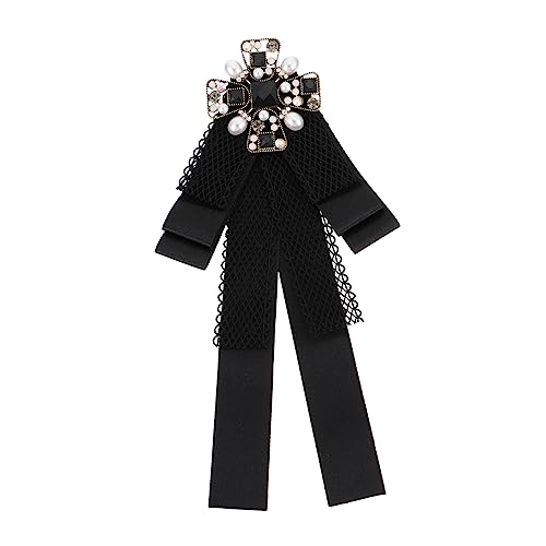 Gatuida Elegant Bowknot Collar Pin Vintage Bow Tie Rhinestone Pin for Skirt Blouse