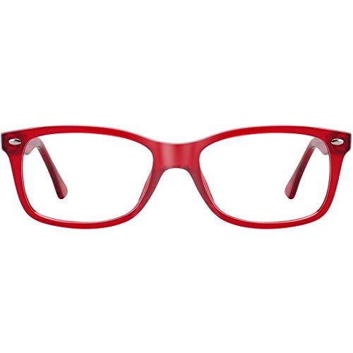 MEETSUN Reading Glasses for Women Men Blue Light Blocking Readers Glasses with Spring Hinge Anti Filter Glare&UV400 Eyeglasses (Red, 0.0 x)