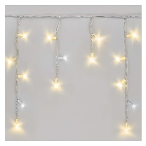 EMOS Connect System 3m Eisregen Lichterkette Profi, Weihnachtslichterkette 50 LEDs, Erweiterungsteil C (ohne Anschlusskabel und Adapter), IP44 für Innen und Außen, 2farbige Lichteffekte, weiß