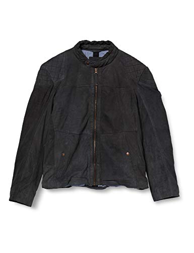 Mustang Leather Nelson Blouson, Bleu (Smokey Blue), Small Homme