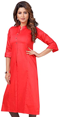 Image of CEE 18 Women's Cotton Staight Maternity Feeding Kurti with Zippers (9636 Tomato X-Large)
