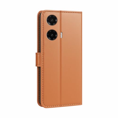 Image of AIBEX Shock Proof Flip Compatible for Motorola G35 5G Flip Cover Leather Finish | Inside TPU with Card Pockets | Wallet Stand | Complete Protection Flip Case Brown