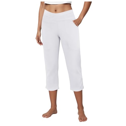 Pantalones Cortos de Deporte para Mujer Pantalones Leggings Cortos de Yoga Cintura Alta Mallas Cortas Short Deportivo Mujer con 2 Bolsillos Laterales para Yoga Running Fitness Gimnasio Verano