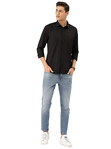 Image of Style Quotient Men Black Solid Casual Regular Fit Shirt