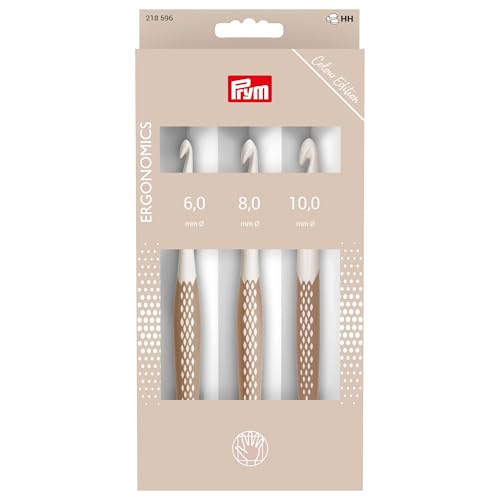 Prym 218596 Wollhäkelnadel-Set prym.ergonomics taupe 6/8/10 mm