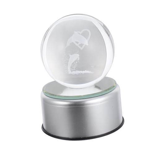 Zerodeko 1Pc Luminous Dolphin Crystal Ball with LED Base Adorable Home Decoration Night Light for Bedroom Living Room for Birthdays Festivals