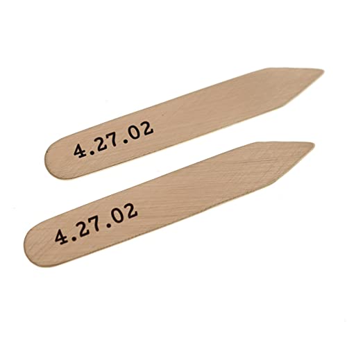 Custom Bronze Collar Stays For Men, Personalized 8Th Anniversary Dress Shirt Stiffeners Father's Day Gift For Husband - Engraved Metal 2.25 Inches #TOP7