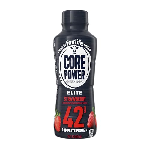 Core Power Elite High Protein Shake, Strawberry, 42g Bottle, 14oz