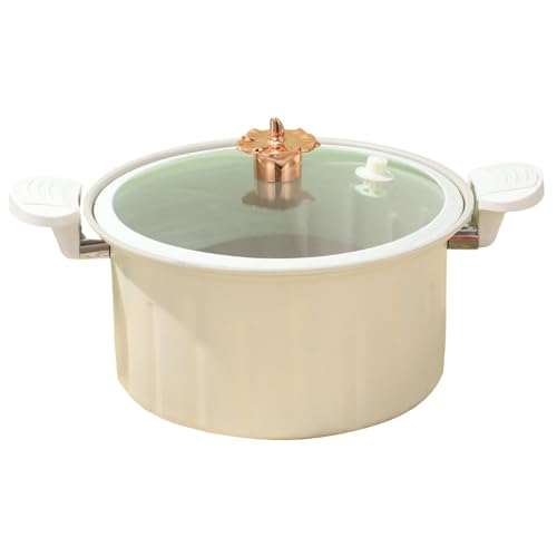 KDAMGOQE Micro Presión Coinete 10L 11 Enamelo Pequeña Olla Olla de presión con Tapa, Mango y válvula de Seguridad descompresión rápida de estofado Antiadherente para Todo Tipo de Estufa, Blanco
