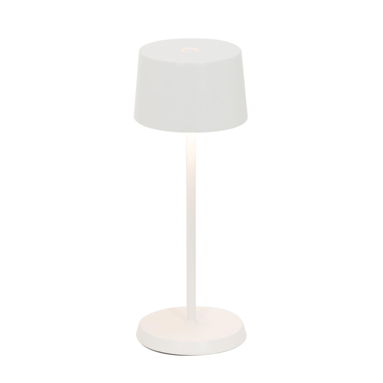 Zafferano, Olivia Micro Lampe, Kabellose, Wiederaufladbare Tischlampe mit Touch Control, Auch für den Außenbereich Geeignet, Dimmer, 2200-3000 K, Höhe 20 cm, Farbe Weiß