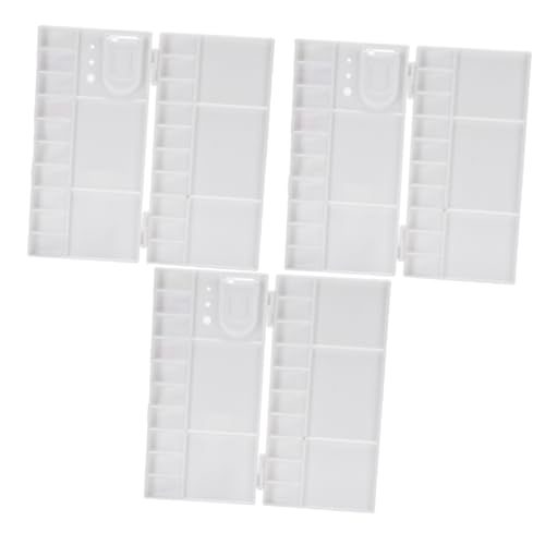 DOITOOL 3Pcs Box Watercolor Pigment Box with Lid Empty Case for Artists and Students Practical Clamshell Design for Color Mixing Material Easy to Clean and Use