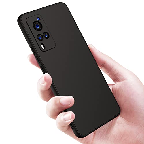 Image of Kapa Matte Lens Protective Back Cover for Vivo X60, Slim Silicone with Soft Lining Shockproof Flexible Full Body Bumper Case (Black)