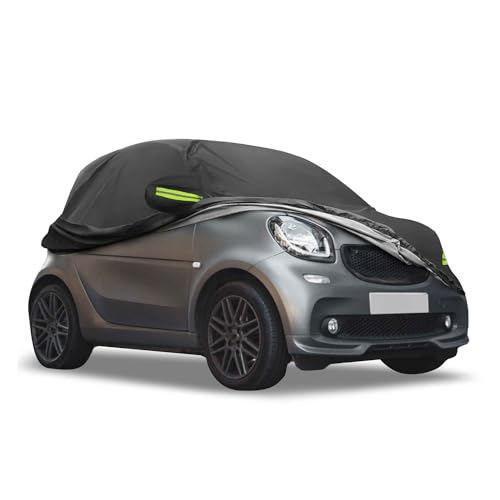 FUELHOOD Smartに対応フォーツー 2016-2022用カバー 防水カーカバー 自動車カバー ボディカバー カーカバー 防水性アップ 雹対策 日焼け防止 梅雨対策 防炎 防塵 雪/強風/黄砂対策 ジッパー付き ブラック 内装パーツ アクセサリー