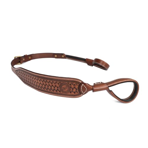 TOURBON Leather No Drill Rifle Sling Adjustable Gun Strap Non-Swivel Shotgun Sling for Hunting Shooting
